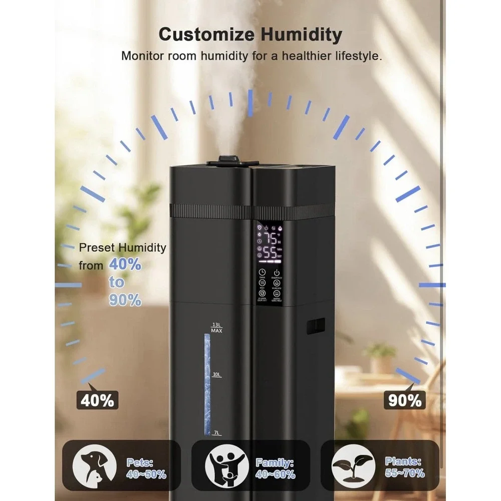 Zeova 13L/3.4Gal Humidifiers for Bedroom Ultrasonic Warm‎ & Cool Mist Humidifier